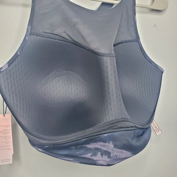 NWT Victoria's Secret Sport XXL Black Blue Abstract Marble Print Sports Bra - Picture 15 of 16